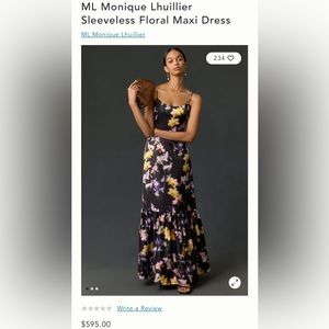 Anthropologie petites ml Monique lhuillier sleeveless floral maxi dress 4P